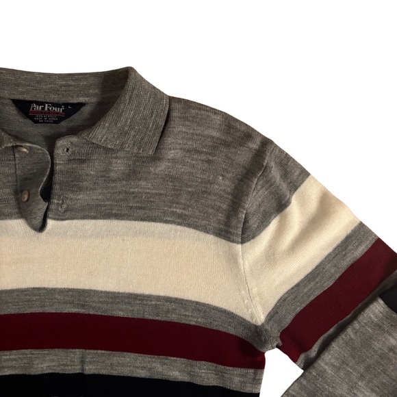 Par Four Vintage 80’s Gray Striped Sweater - Picture 2 of 5